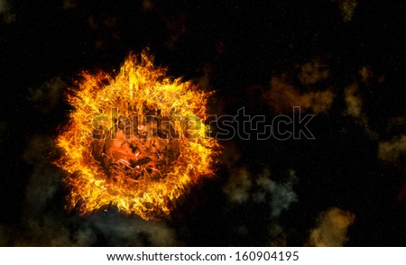 Apocalyptic background - planet Earth exploding, armageddon illustration, end of time.