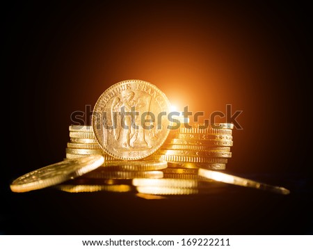 Twenty French Francs gold coins
