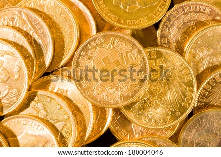 Twenty Swiss Francs gold coins