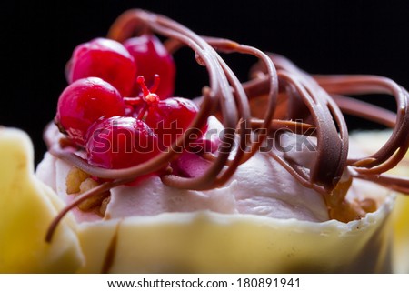 Stylish redcurrant cake with white chocolate base