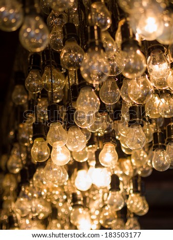 Lighting decor bulbs hanging of the ceiling