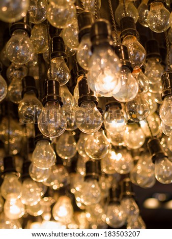 Lighting decor bulbs hanging of the ceiling