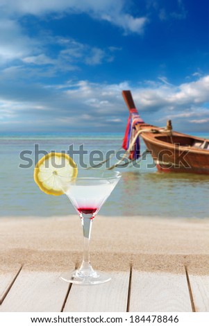 Cocktail with Long tailed boat in Phi Phi island Thailand