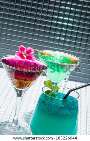 Molecular mixology - whisky, mint  and strawberry Cocktail with  caviar