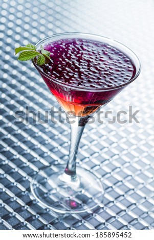 Molecular mixology - whisky and strawberry Cocktail with  caviar