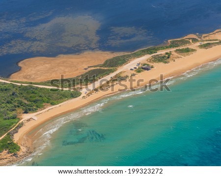 Chalikounas beach in Corfu Greece view from the air