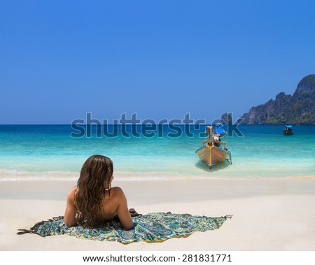 Beautiful woman on the beach. Thailand.
