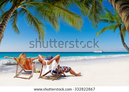 Couple on a tropical beach in the Maldives