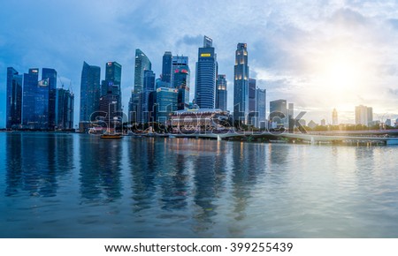 SINGAPORE, FEBRUARY 23 2016 : Singapore skyline and view of the financial district, Singapore on February 23 2016
