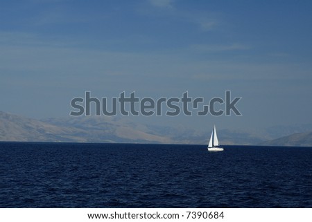 Sailing yacht around Corfu Greece