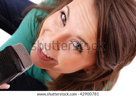 Trendy Singer Girl Singing In Retro Mic
