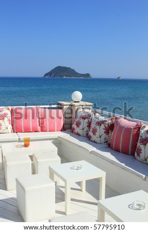 sea view relaxation area of luxury hotel in Zakynthos