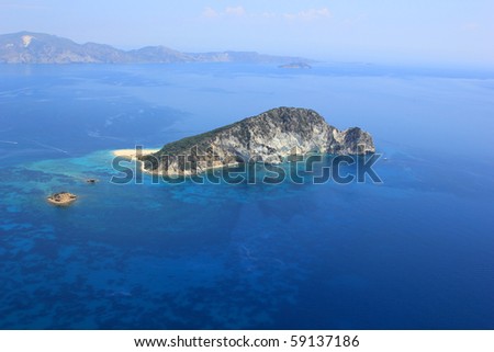 Aerial view on Zakynthos island Greece - Marathonisi turtle island
