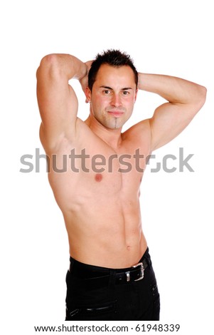 A Sexy muscular man isolated on white
