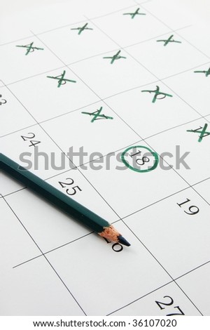 close up of a simple calendar page with an appointment