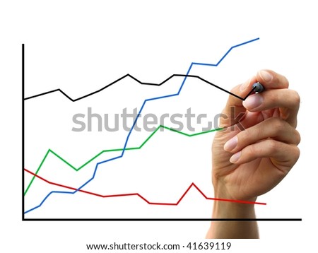 hand drawing a chart. isolated on white background
