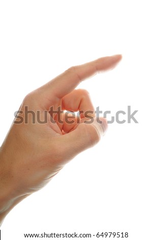human hand point with finger isolated on white background