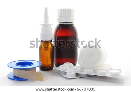 a lot of different pharmaceutical products isolated on white background