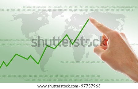 hand tracing a rising graph symbol for business growth