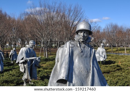 WASHINGTON DC - JANUARY 18: Korean War Memorial in the National Mall in Washington DC on January 18, 2012. The memorial was dedicated on July 27, 1995.