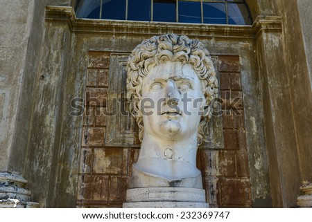 Ancient statue of Roman Emperor Gaius Julius Caesar Augustus at Vatican Museums