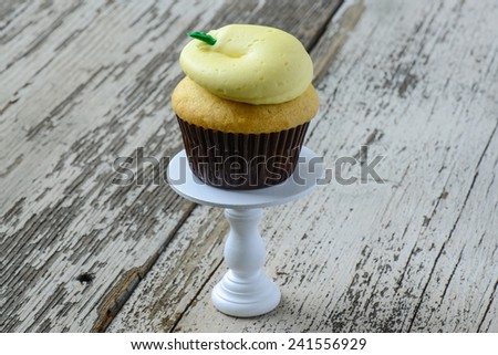 Lemon Cupcake on a Cupcake Stand
