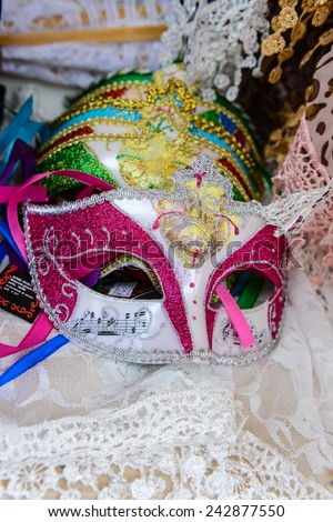 VENICE - OCTOBER 23: street carnival mask shop on October 23, 2014 in Venice, Italy. The Carnival of Venice is an annual festival, held in Venice, Italy.