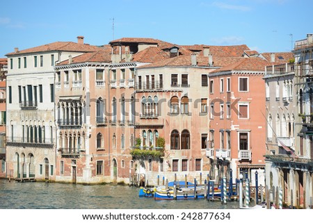 Buildings along the Grand Canal in Venice Italy