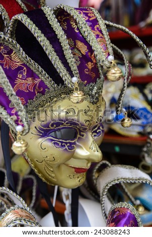 VENICE - OCTOBER 22: street carnival mask shop on October 22, 2014 in Venice, Italy. The Carnival of Venice is an annual festival, held in Venice, Italy.