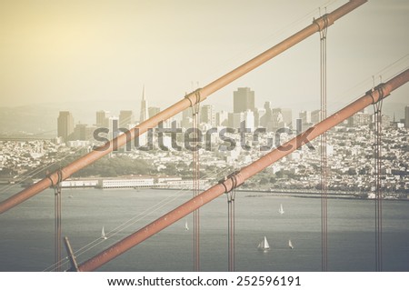 San Francisco Golden Gate Bridge Retro Film Style