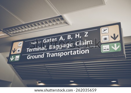 Baggage Claim sign found in the arrival terminal of airports with Retro Instagram Style Filter