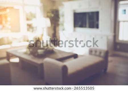 Blurred Modern Living Room with Television applying Retro Instagram Style Filter