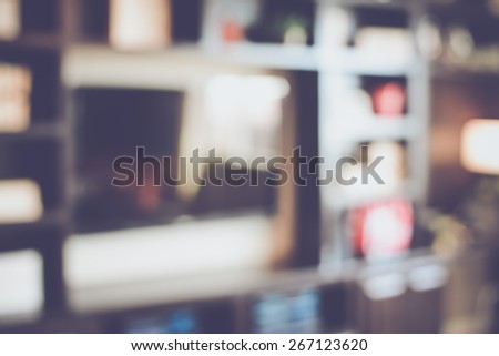 Blurred Home Entertainment Center with Retro Instagram Style Filter