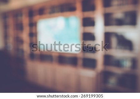 Blurred Home Entertainment Center with Retro Instagram Style Filter