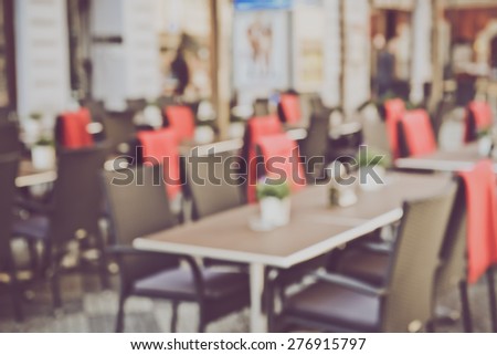 Blurred Empty Cafe in European City with Instagram Style Filter