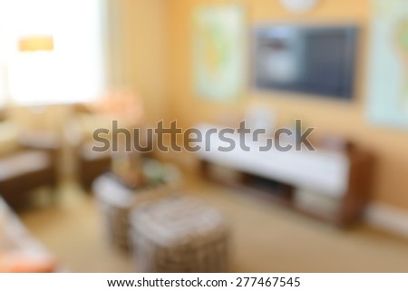 Blurred Modern Living Room with Television applying Retro Instagram Style Filter