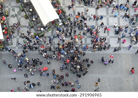 Crowd of People from Above Bird\'s Eye View