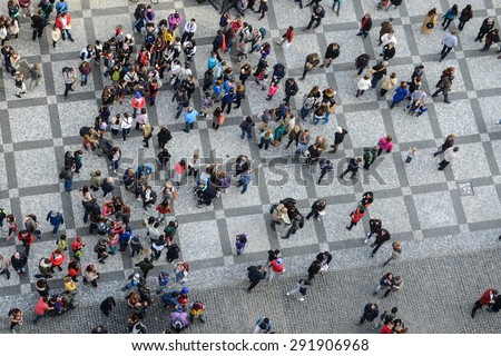 Crowd of People from Above Bird\'s Eye View