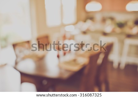 Blurred Kitchen Table with Vintage Instagram Style