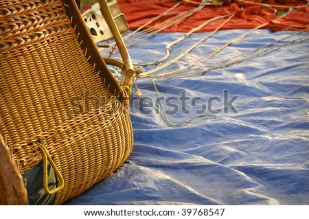 Hot Air Balloon basket lying down on the ground