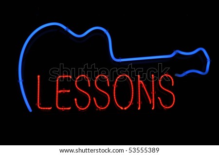 Guitar Lessons Electric Neon Blue and Red Sign Light