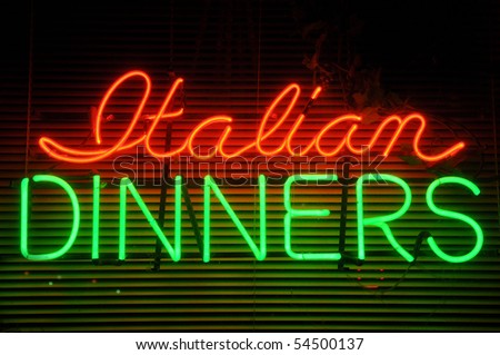 Italian Dinner Neon Window Sign