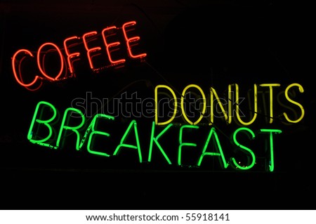 Coffee Donuts Breakfast Neon Light Sign