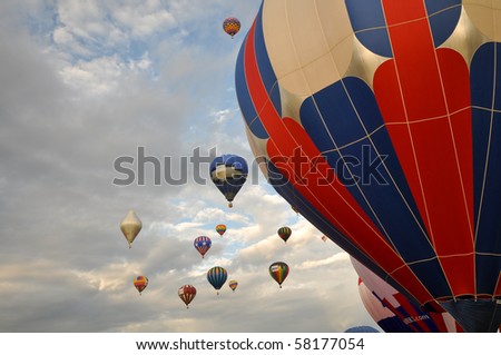 RENO, NEVADA - SEPT 12:Hot air balloons in flight Sept 12, 2009 in Reno. The Great Reno Balloon Race is the largest free hot air ballooning event in the US with more than 100 Balloons flying each year