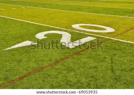 Twenty Yard 20 Line on American Football Field