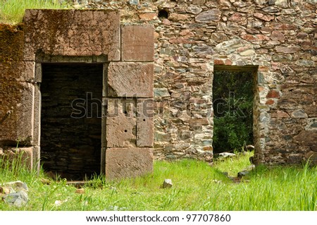 Old Brick Ghost Town Doors with Secret Passage
