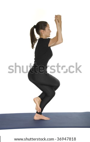 stock photo : Yoga pose : Garudasana - Eagle Pose