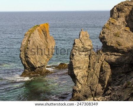 Wild rock formations on the Bonavista Peninsula in Newfoundland, Canada/ Sea Stacks on the Skerwink Trail