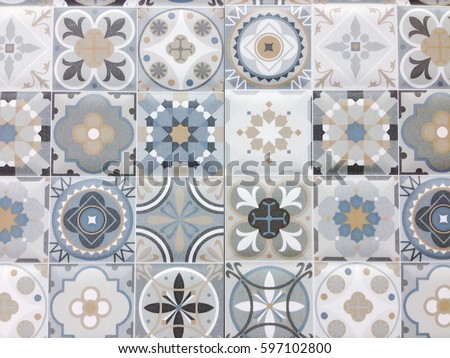 Detail of some typical portuguese tiles, Ceramic tiles patterns