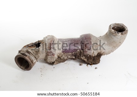 Section of old broken ceramic sewage pipe